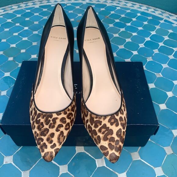 NEW/BOX COLE HAAN KYLE ANIMAL PRINT LEOPARD LEATHER PUMPS - Picture 4 of 9
